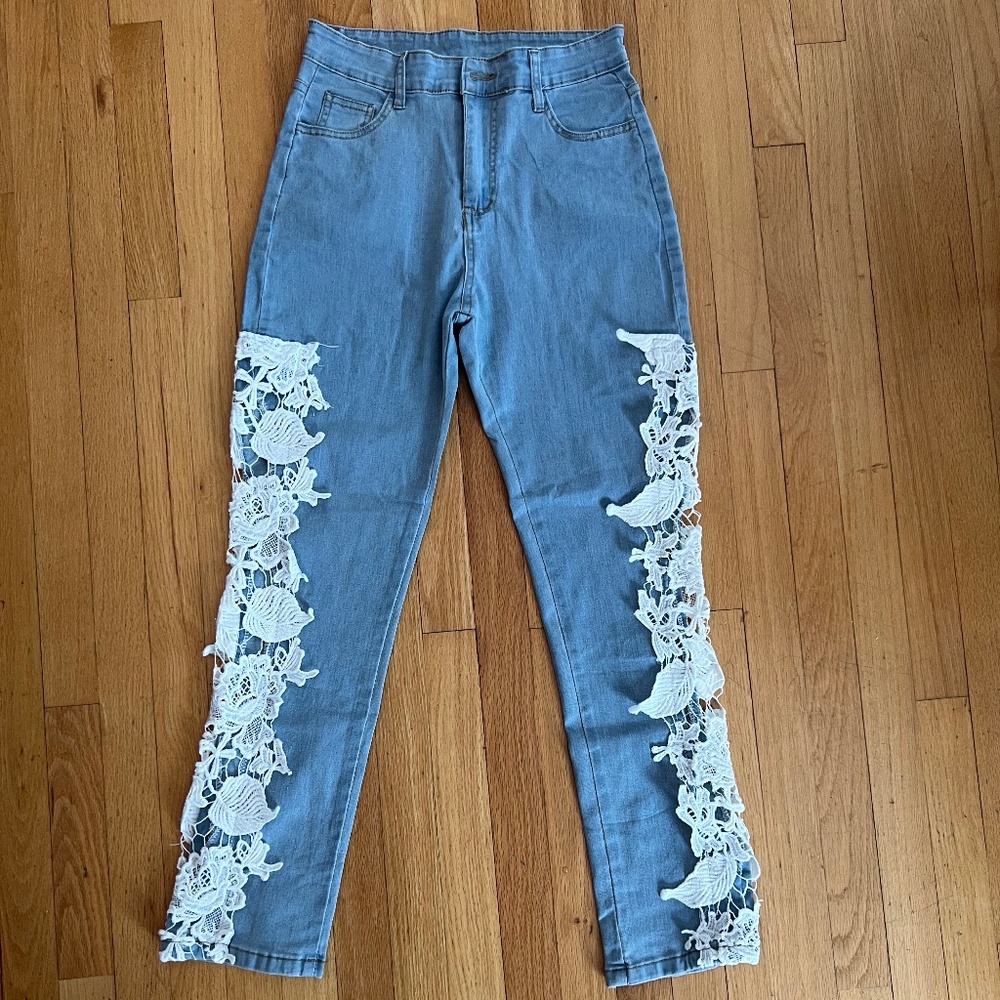 Sexy Lace Jeans for Juniors  High Waisted Straight Leg  NWOT